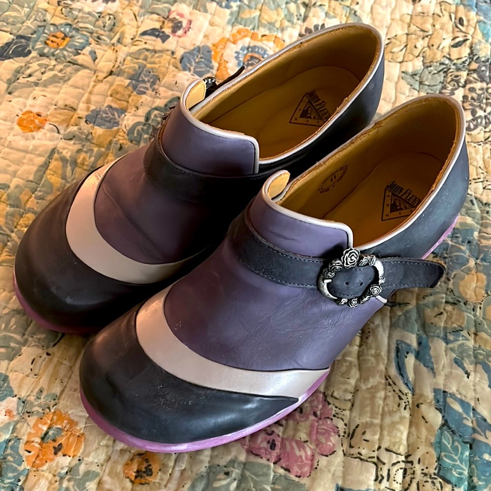 John Fluevog Purple and Black Platform Shoes